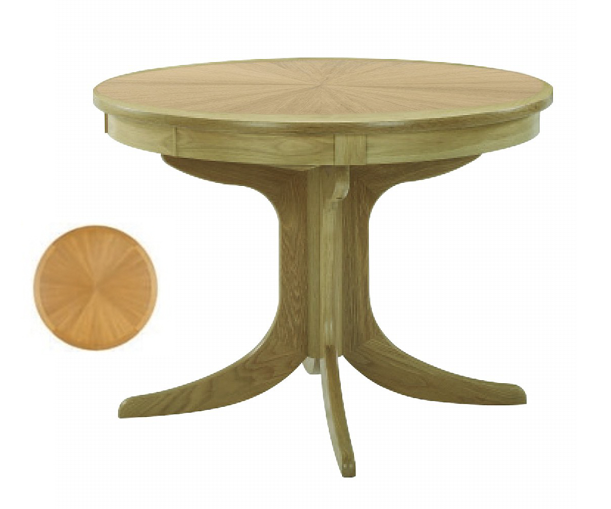 Nathan Shades Oak 2165 Circular Pedestal Table Sunburst Top
