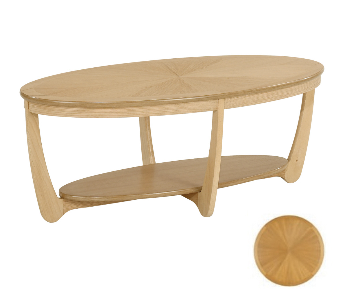 Nathan Shades Oak 5845 Sunburst Oval Coffee Table