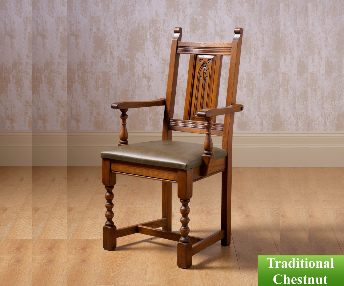 Old Charm Classic 2287H Warwick Hide Dining Carver Chair